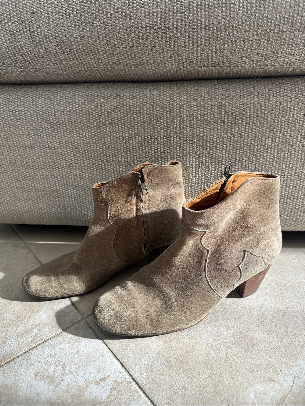 Isabel Marant Taupe Suede Ankle Booties